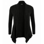 Black Ribbed Waterfall Cardigan