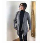 Black Ribbed Waterfall Cardigan