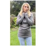 Grey Cable Knit Long Jumper
