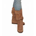 Taupe Suede Effect Stitch Detail Boots