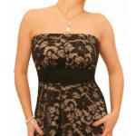 Nude and Black Lace Strapless Dress