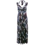 Navy Blue and Mocha Aztec Print Maxi Dress