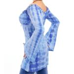 Blue Tie Dye Bohemian Bell Sleeve Top