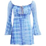 Blue Tie Dye Bohemian Bell Sleeve Top