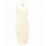 Ivory Ruched Halter Neck Dress