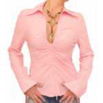 Pink Zip Up Fitted Stretchy Shirt