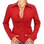 Dark Red Zip Up Fitted Stretchy Shirt