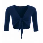 Navy Blue Three Quarter Sleeve Shrug