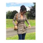 Brown Zig Zag Print Wrap Top