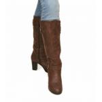 Brown Biker Style Buckle Detail Boots