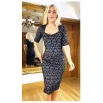Grey and Black Print Stretch Pencil Dress