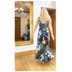 Turquoise and Brown Print Maxi Dress