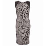 Grey and Black Animal Print Panelled Shift Dress