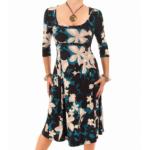 Teal Floral A Line Dress