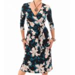 Teal Floral Print Wrap Dress