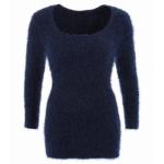 Navy Blue Chunky Knit Scoop Neck Jumper