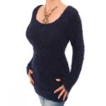 Navy Blue Chunky Knit Scoop Neck Jumper
