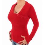 Red Asymmetrical Button Detail Jumper