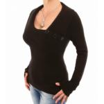 Black Asymmetrical Button Detail Jumper