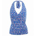 Blue Daisy Print Halter Neck Top