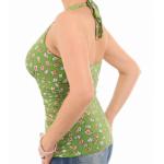 Green Daisy Print Halter Neck Top