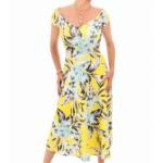 Yellow Floral Print Bardot Dress