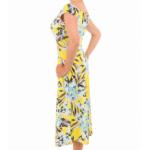 Yellow Floral Print Bardot Dress