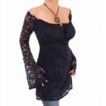 Navy Blue Crochet Lace off the Shoulder Top