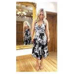 Black and White Floral Halter Neck Dress