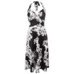 Black and White Floral Halter Neck Dress
