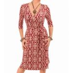 Wine and Ivory Printed Wrap Dress