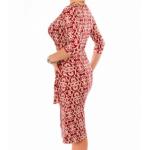 Wine and Ivory Printed Wrap Dress