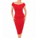 Red Bardot Style Notch Dress