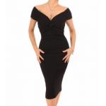 Black Bardot Twist Midi Dress