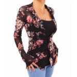 Floral Mesh Stretchy Fitted Shirt