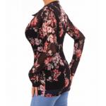 Floral Mesh Stretchy Fitted Shirt