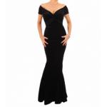 Black Velour Bardot Maxi Dress