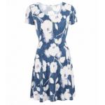 Denim Blue and White Floral Skater Dress