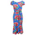 Blue Floral Flippy Hem Dress