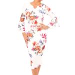 Ivory Floral Bell Sleeve Pencil Dress