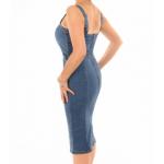 Blue Denim Zip Up Stretchy Dress