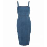 Blue Denim Zip Up Stretchy Dress