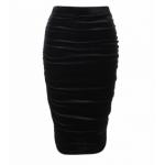 Black Velour Ruched Stretchy Skirt