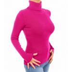 Fuchsia Pink Polo Neck Clingy Jumper