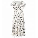 Ivory and Black Polka Dot Fit and Flare Dress