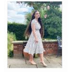 Ivory and Black Polka Dot Fit and Flare Dress