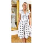 White and Black Polka Dot Fit and Flare Dress
