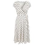 White and Black Polka Dot Fit and Flare Dress