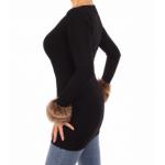 Black Faux Fur Scoop Neck Jumper