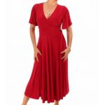 Red Waterfall Sleeve Fit and Flare Dress